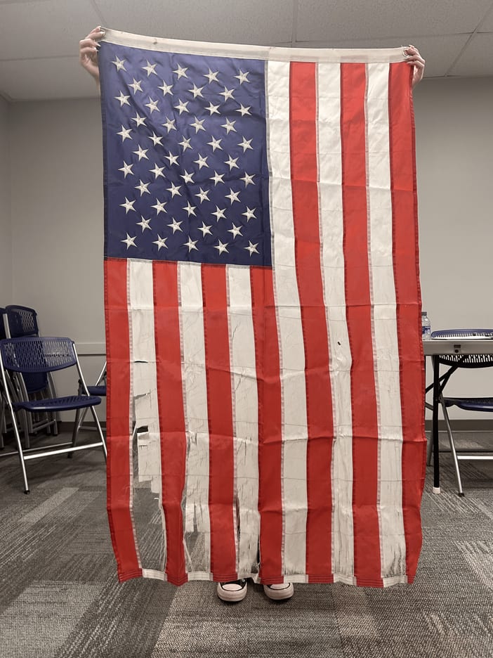 Cutting a flag for retirement, step 1 of 7