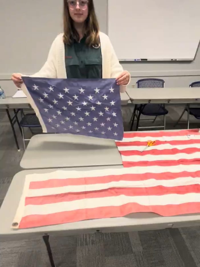 Cutting a flag for retirement, step 3 of 7