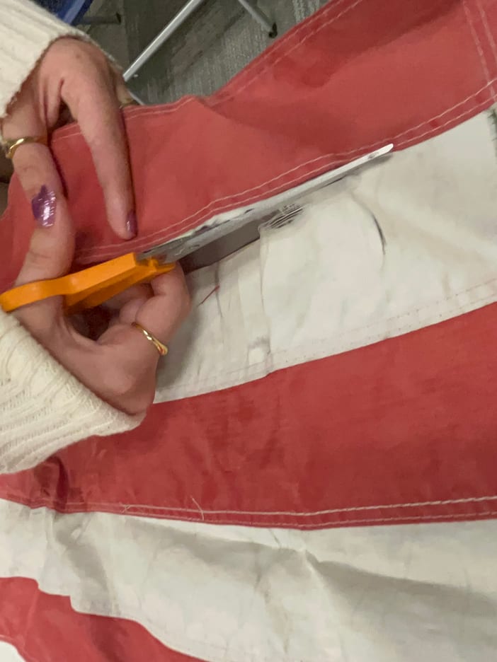 Cutting a flag for retirement, step 4 of 7